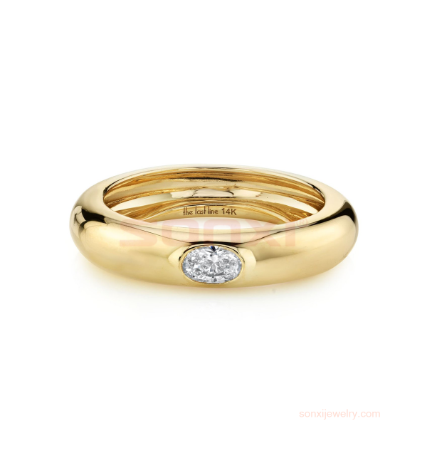 Diamond Oval Solitaire Wide Band