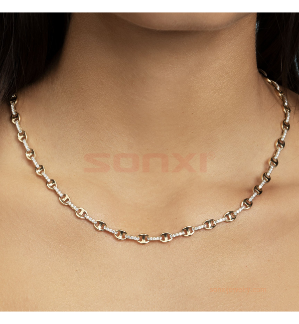 Diamond Anchor Chain Necklace
