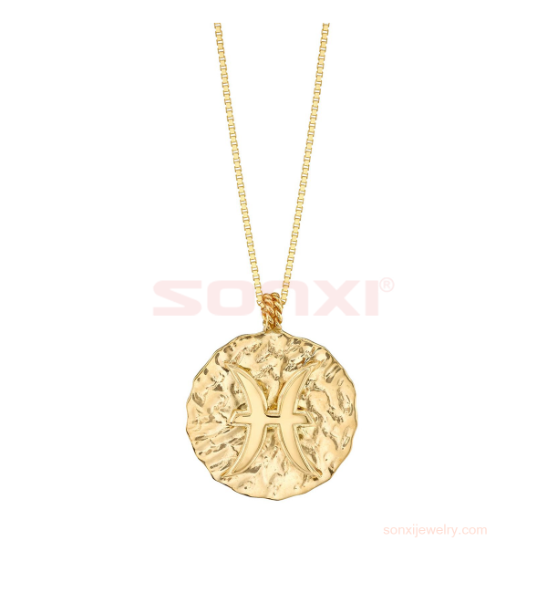 Gold Large Zodiac Coin Pendant